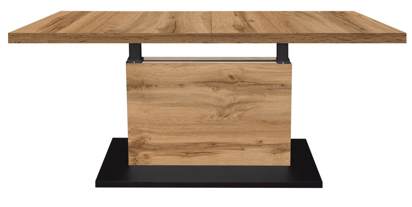 58 aufm Kessel Couchtisch Wohnzimmertisch höhenverstellbar Else 3 120x56x70 Schwarz/Wotan Eiche (inkl. Lieferung bis an die Tür, 1-St., Lieferung bis zur Haustür), Höhenverstellbar 56-75 cm,Ilse Lift,ausziehbar bis 160 cm,ABS-Kante von 58 aufm Kessel