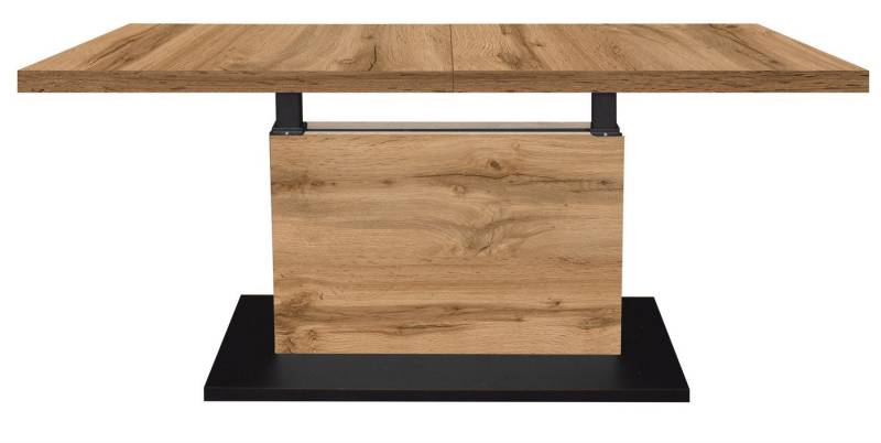 58 aufm Kessel Couchtisch Wohnzimmertisch höhenverstellbar Else 3 120x56x70 Schwarz/Wotan Eiche (inkl. Lieferung bis an die Tür, 1-St., Lieferung bis zur Haustür), Höhenverstellbar 56-75 cm,Ilse Lift,ausziehbar bis 160 cm,ABS-Kante von 58 aufm Kessel