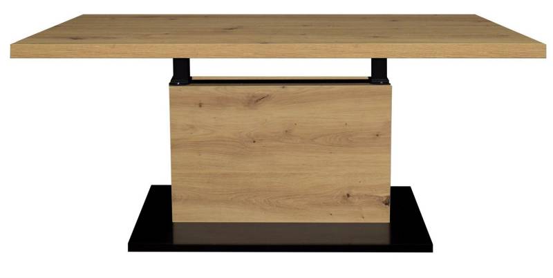 58 aufm Kessel Couchtisch Wohnzimmertisch höhenverstellbar Else 4 120x49x70 Schwarz/Asteiche (inkl. Lieferung bis an die Tür, 1-St., Lieferung bis zur Haustür), Höhenverstellbar 49-68 cm mit Ilse Lift,ABS-Kante,Metallgestell von 58 aufm Kessel