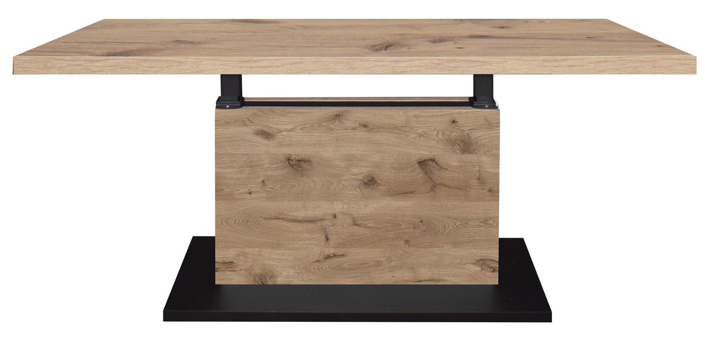 58 aufm Kessel Couchtisch Wohnzimmertisch höhenverstellbar Else 4 120x49x70 Schwarz/Viking Oak (inkl. Lieferung bis an die Tür, 1-St., Lieferung bis zur Haustür), Höhenverstellbar 49-68 cm mit Ilse Lift,ABS-Kante,Metallgestell von 58 aufm Kessel