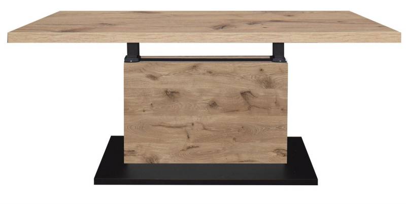58 aufm Kessel Couchtisch Wohnzimmertisch höhenverstellbar Else 4 120x49x70 Schwarz/Viking Oak (inkl. Lieferung bis an die Tür, 1-St., Lieferung bis zur Haustür), Höhenverstellbar 49-68 cm mit Ilse Lift,ABS-Kante,Metallgestell von 58 aufm Kessel