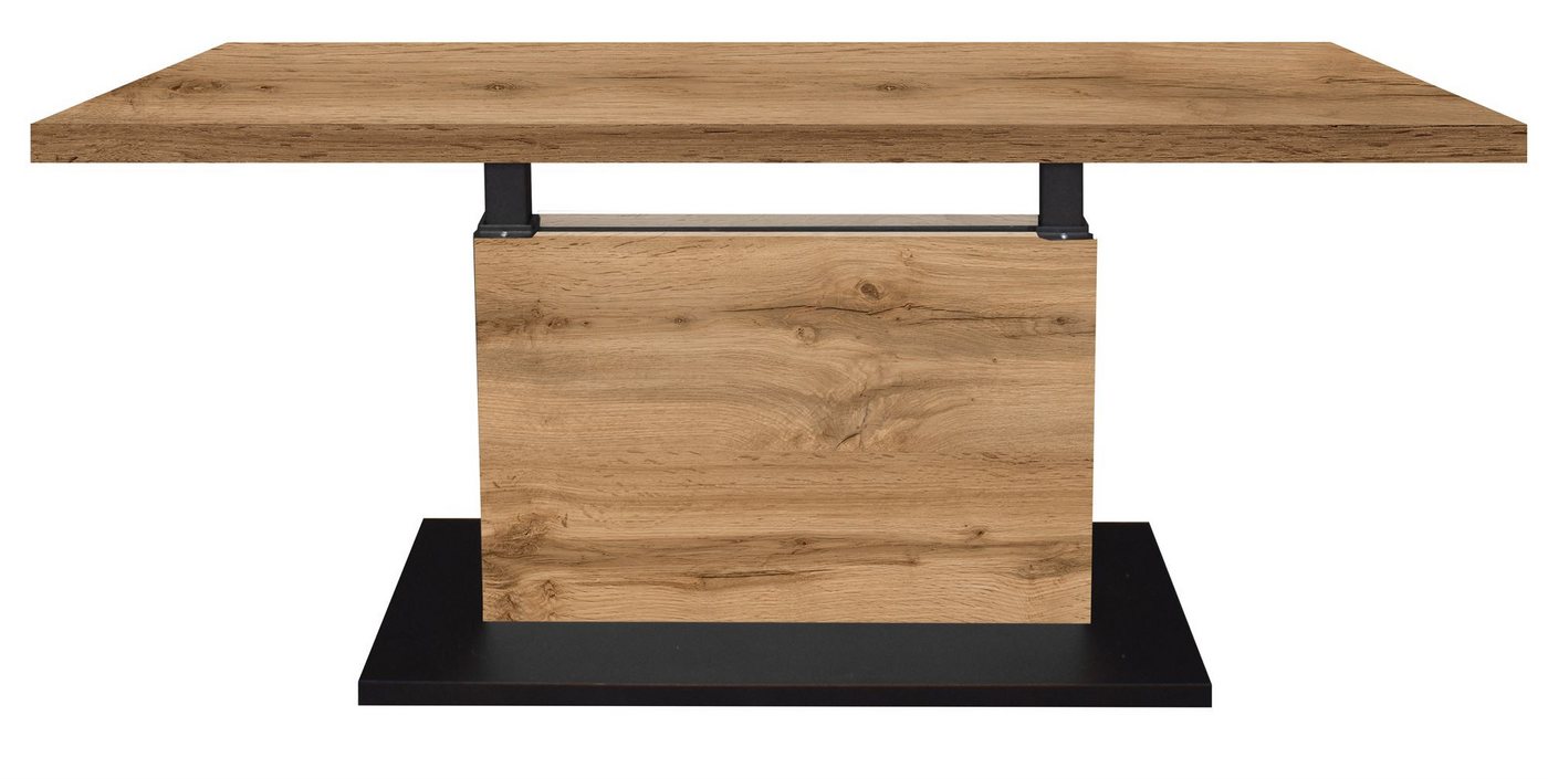 58 aufm Kessel Couchtisch Wohnzimmertisch höhenverstellbar Else 4 120x49x70 Schwarz/Wotan Eiche (inkl. Lieferung bis an die Tür, 1-St., Lieferung bis zur Haustür), Höhenverstellbar 49-68 cm mit Ilse Lift,ABS-Kante,Metallgestell von 58 aufm Kessel