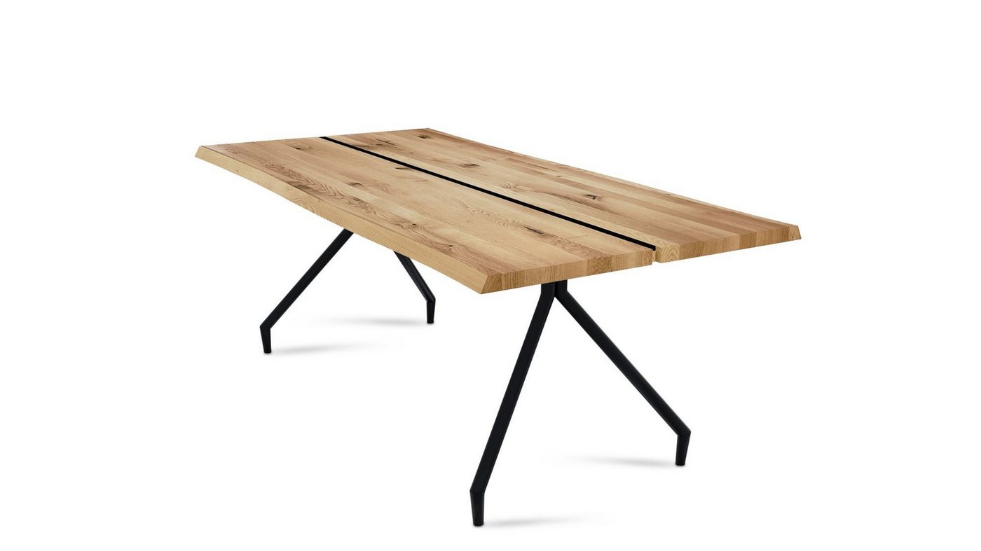 58 aufm Kessel Esstisch Baumkantentisch Dannie 7 200x76x100 Massivholztisch Wildeiche geölt (inkl. Lieferung bis in die Wohnung, Tischplatte mit Gestell), Tischplatte 40,0 mm mit Baumkante 200x100 mit 4-Fuß Gestell von 58 aufm Kessel