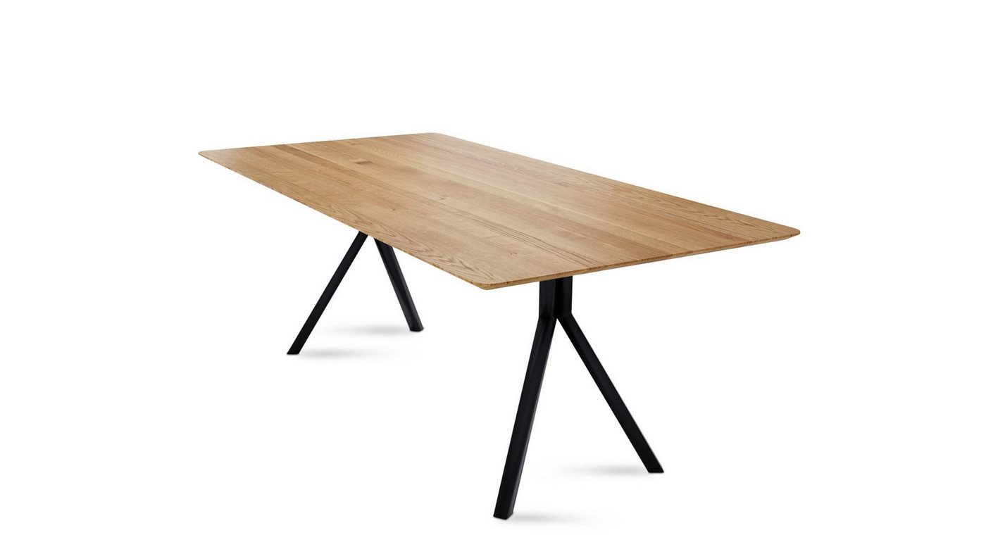58 aufm Kessel Esstisch Massivholztisch Dagmar 10 140x75x90 Esszimmertisch Wildeiche geölt (inkl. Lieferung bis in die Wohnung, Tischplatte mit Gestell), Tischplatte 25,0 mm mit Schweizer Kante 140x90 mit 4-Fuß Gestell von 58 aufm Kessel