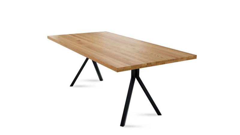 58 aufm Kessel Esstisch Massivholztisch Daisey 10 140x77x90 Esszimmertisch Wildeiche geölt (inkl. Lieferung bis in die Wohnung, Tischplatte mit Gestell), Tischplatte 40,0 mm mit gerader Kante 180x90 mit 4-Fuß Gestell von 58 aufm Kessel