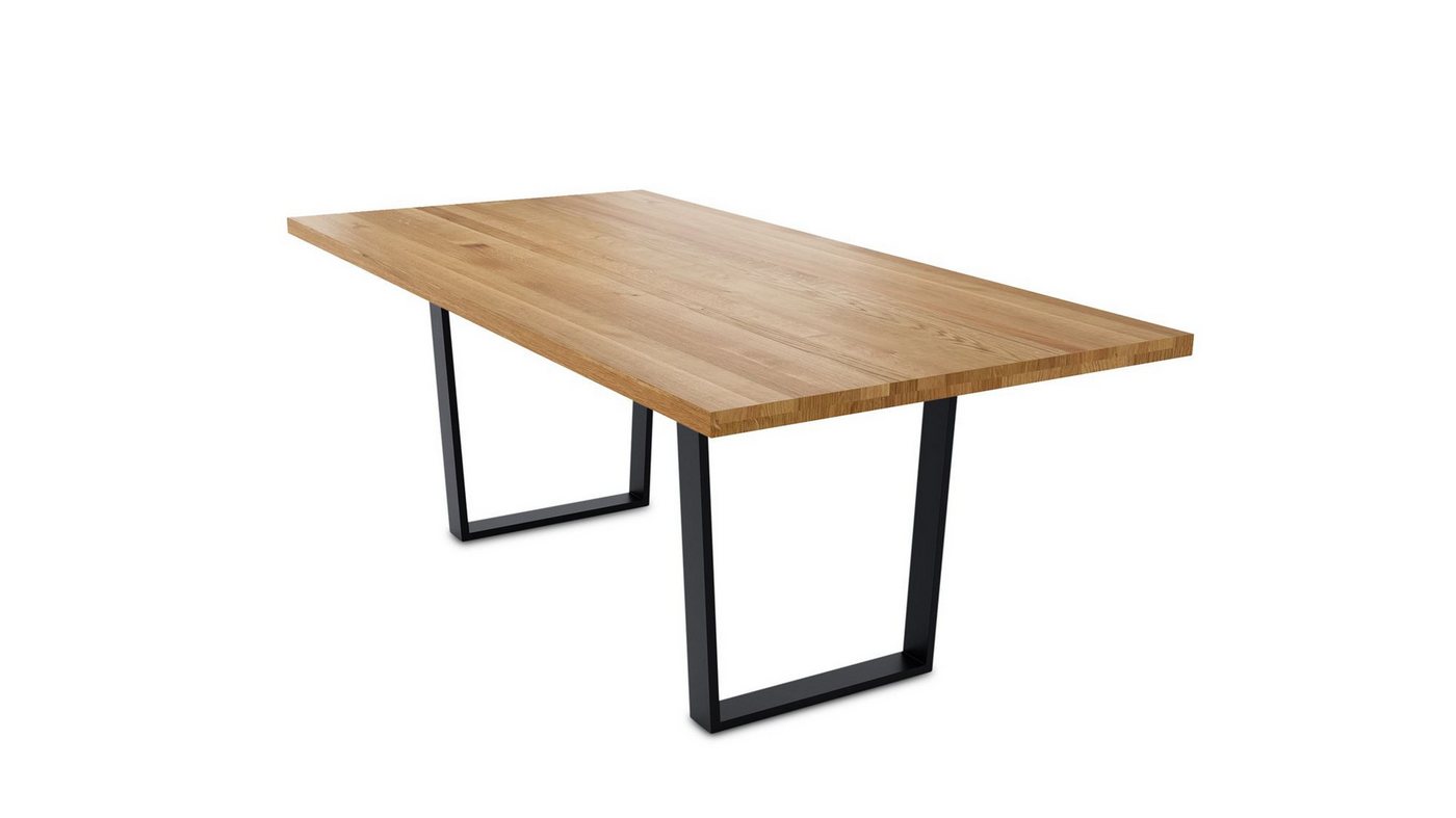 58 aufm Kessel Esstisch Massivholztisch Daisey 6 160x77x90 Esszimmertisch Wildeiche geölt (inkl. Lieferung bis in die Wohnung, Tischplatte mit Gestell), Tischplatte 40,0 mm mit gerader Kante 160x90 mit Kufengestell von 58 aufm Kessel