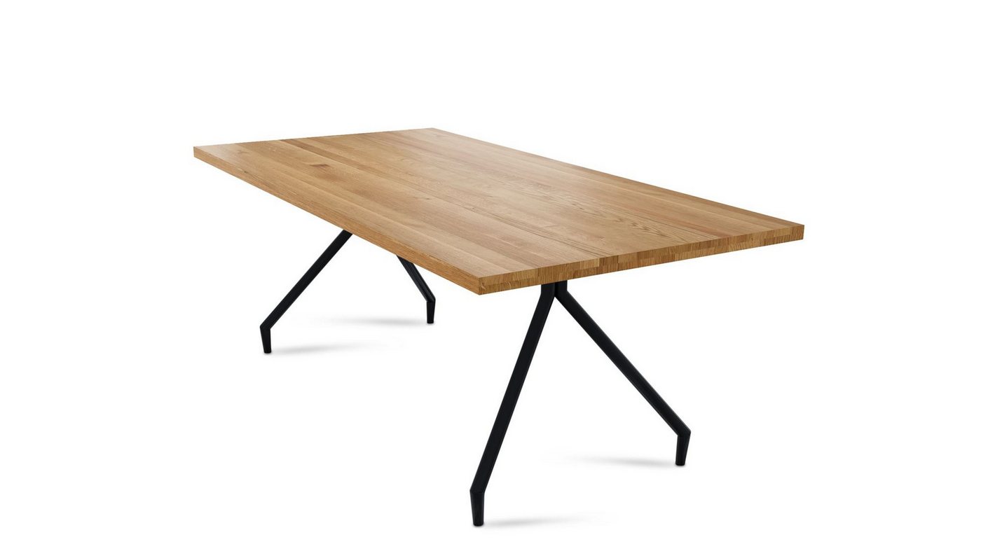 58 aufm Kessel Esstisch Massivholztisch Daisey 7 180x76x90 Esszimmertisch Wildeiche geölt (inkl. Lieferung bis in die Wohnung, Tischplatte mit Gestell), Tischplatte 40,0 mm mit gerader Kante 180x90 mit 4-Fuß Gestell von 58 aufm Kessel
