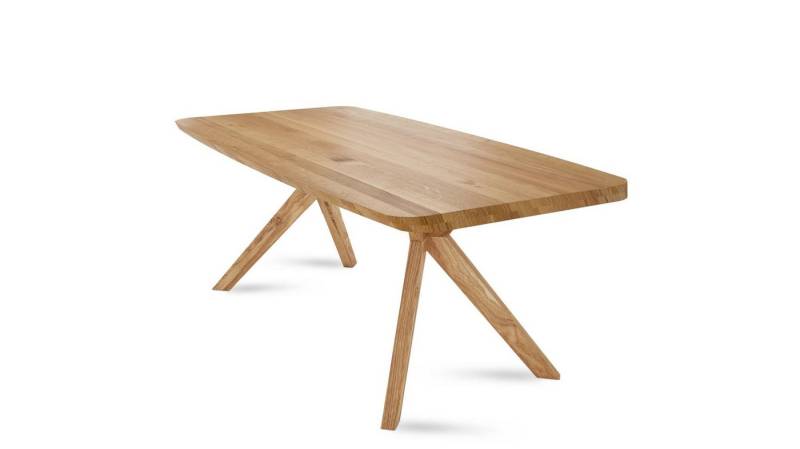 58 aufm Kessel Esstisch Massivholztisch Danette 1 200x78x100 Esszimmertisch Wildeiche geölt (inkl. Lieferung bis in die Wohnung, Tischplatte mit Gestell), Tischplatte 40,0 mm mit organischer Kante 200x100 mit 4-Fuß Gestell von 58 aufm Kessel