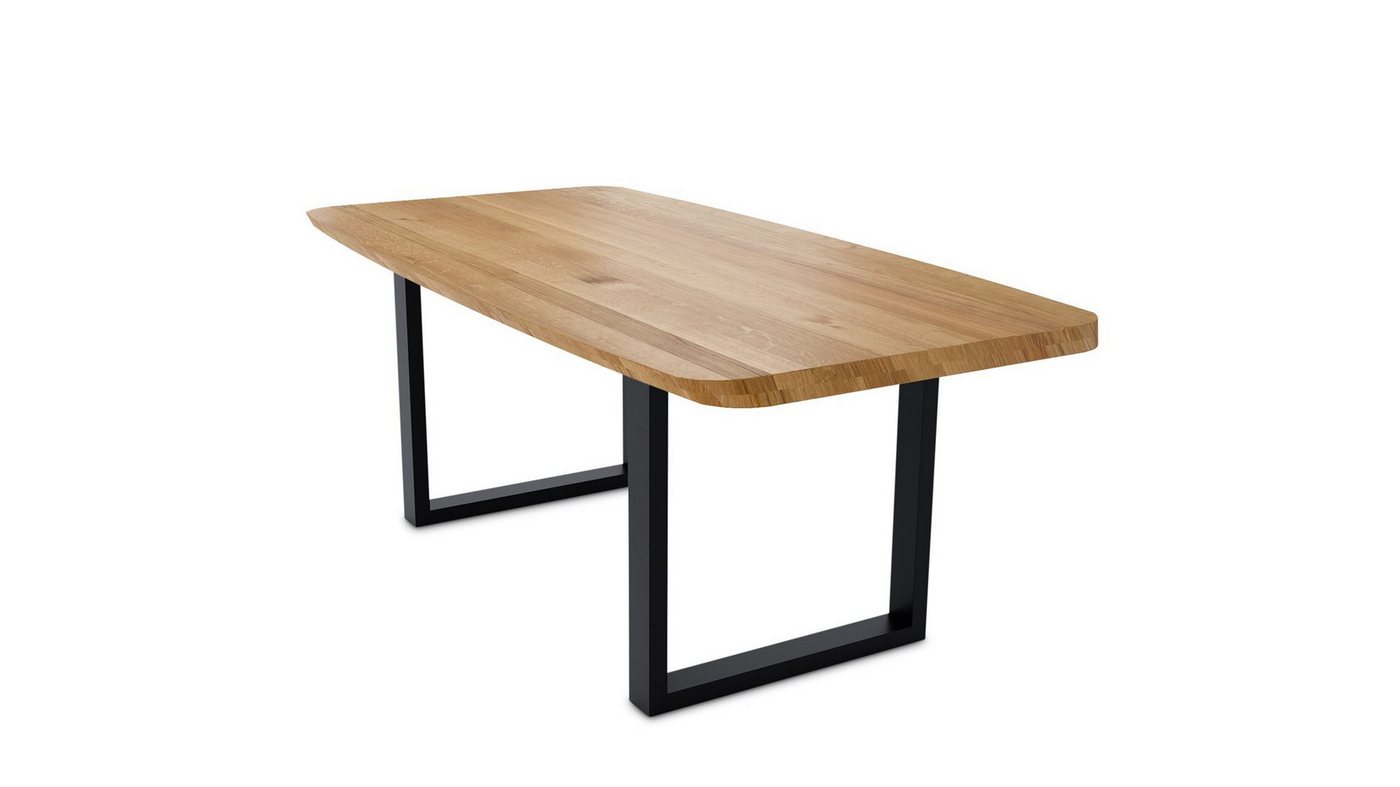 58 aufm Kessel Esstisch Massivholztisch Danette 4 180x78x90 Esszimmertisch Wildeiche geölt (inkl. Lieferung bis in die Wohnung, Tischplatte mit Gestell), Tischplatte 40,0 mm mit organischer Kante 180x90 mit Kufengestell von 58 aufm Kessel