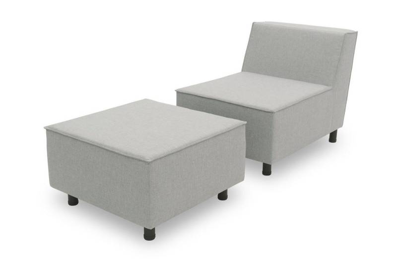 58 aufm Kessel Gartenlounge-Set Gartenlounge Set 1 Brandie 146x77x176 mit Outdoorbezug in silber, (inkl. Versand, 2-tlg., Lieferung bis zur Haustür), Polster aus Quick-Dry Schaum mit einem wasserbweisenden Outdoorbezug von 58 aufm Kessel