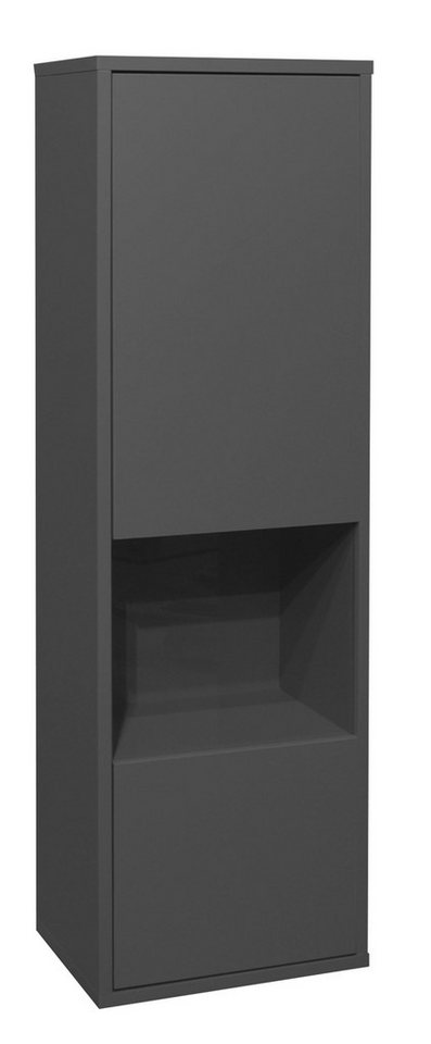 58 aufm Kessel Hängeschrank mit Tür Erna 41x32x132 Hängevitrine Wandschrank Anthrazit matt Lack (inkl. Versand, 1-St) Wohnzimmerschrank zum Hängen oder Stellen Türen mit Softclose von 58 aufm Kessel