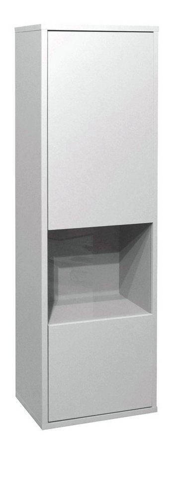 58 aufm Kessel Hängeschrank mit Tür Erna 41x32x132 Hängevitrine Wandschrank Kreidegrau matt Lack (inkl. Versand, 1-St) Wohnzimmerschrank zum Hängen oder Stellen Türen mit Softclose von 58 aufm Kessel