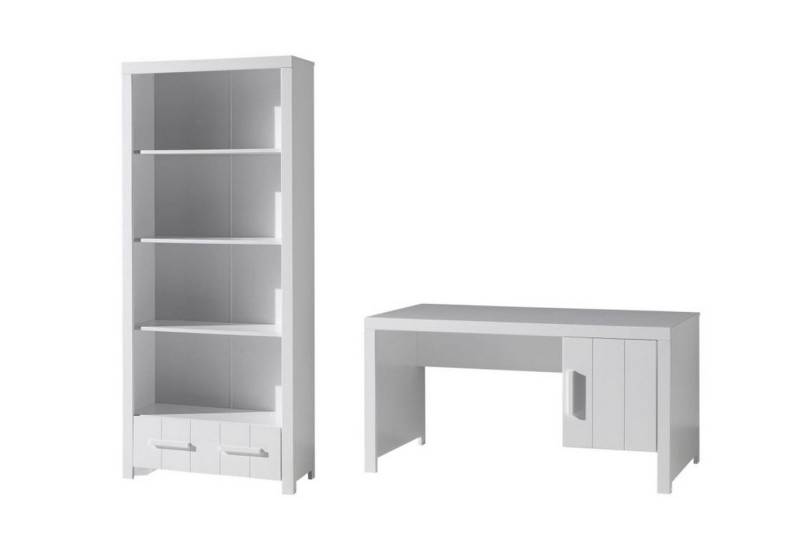 58 aufm Kessel Jugendzimmer-Set Beimöbel Set Karalynn Jugendzimmer Möbel Set MDF Weiß ERCO10, (inkl. Versand, Lieferung bis Verwendungsstelle), Einzelbett, Nachtkonsole, Kleiderschrank, Schreibtisch, Regal von 58 aufm Kessel