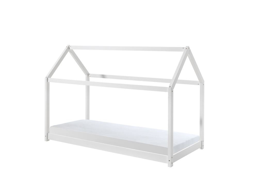 58 aufm Kessel Kinderbett Hausbett Kandace 206x98x142 Kinderbett in Hausoptik Massivholz Weiß (inkl. Versand, Lieferung bis Verwendungsstelle), Liegefläche 90 x 200, Lattenrost mit Rahmenauflageleisten von 58 aufm Kessel