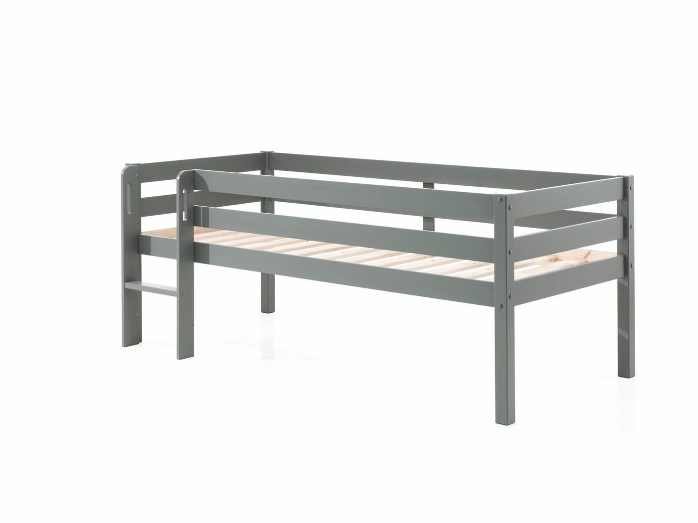 58 aufm Kessel Kinderbett Kojenbett Karolina 208x105x83 Kinderbett Einzelbett Massivholz Grau (inkl. Versand, Lieferung bis Verwendungsstelle), Liegefläche 90 x 200, niedrige Höhe, ideal für Dachschrägen von 58 aufm Kessel
