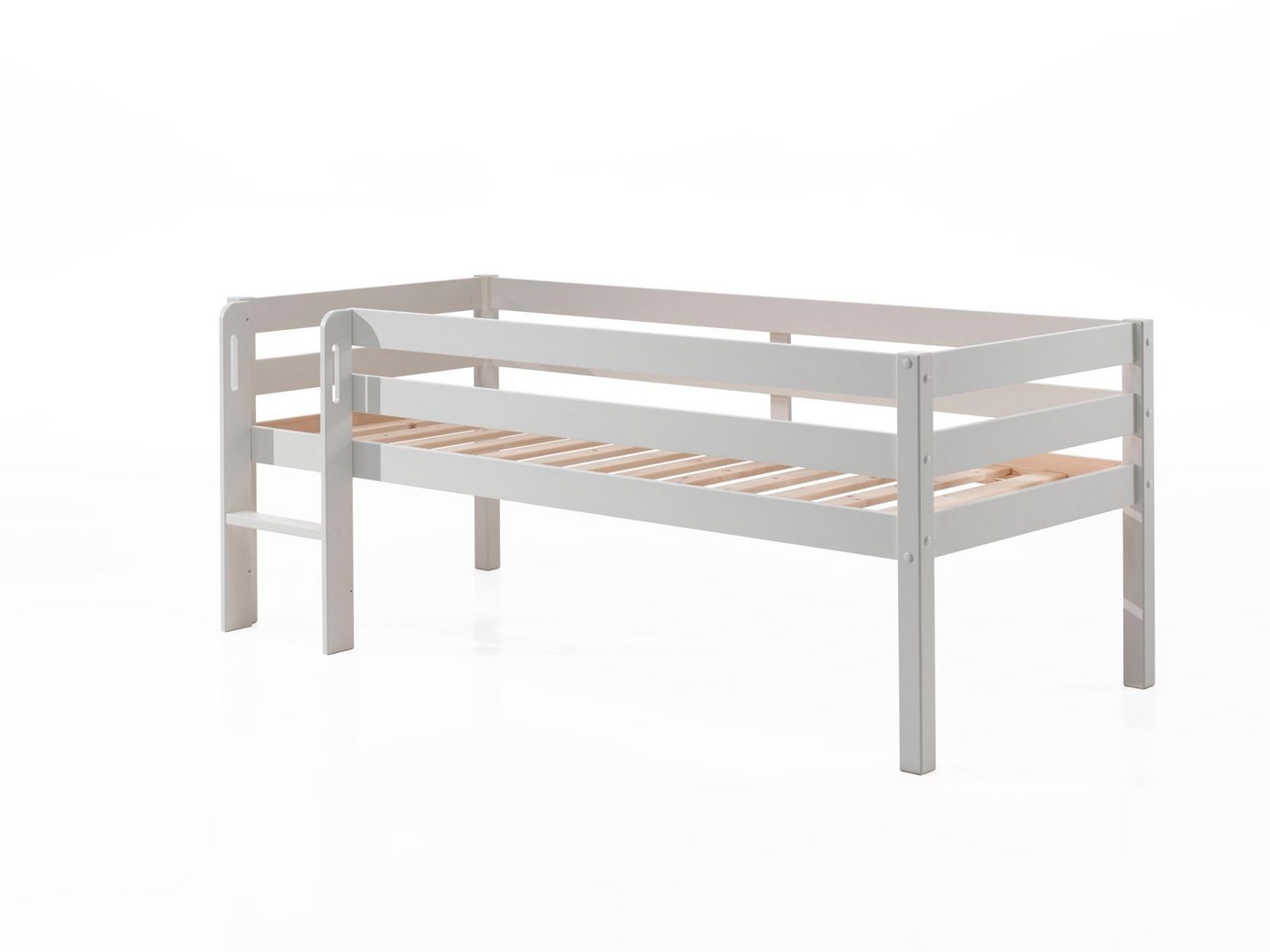 58 aufm Kessel Kinderbett Kojenbett Karolina 208x105x83 Kinderbett Einzelbett Massivholz Weiß (inkl. Versand, Lieferung bis Verwendungsstelle), Liegefläche 90 x 200, niedrige Höhe, ideal für Dachschrägen von 58 aufm Kessel