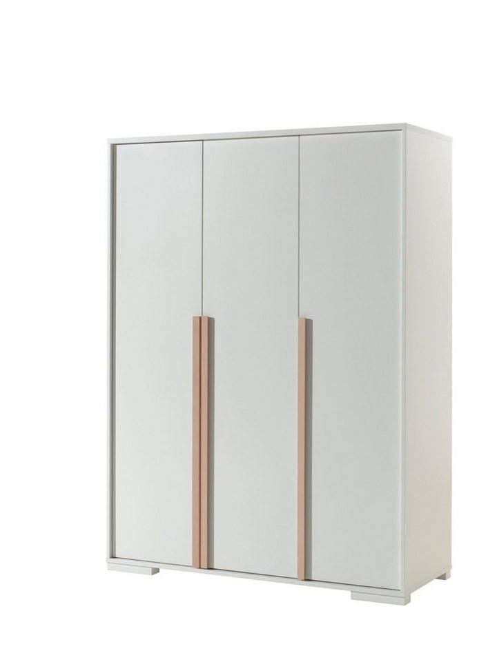58 aufm Kessel Kleiderschrank Kinderzimmerschrank Kariotta 146x56x195 Wäscheschrank 3-trg Weiß/Buche (inkl. Versand, Lieferung bis Verwendungsstelle) Kleiderschrank 3 Drehtüren, verstellbare Böden, 5 Wäschefächer von 58 aufm Kessel