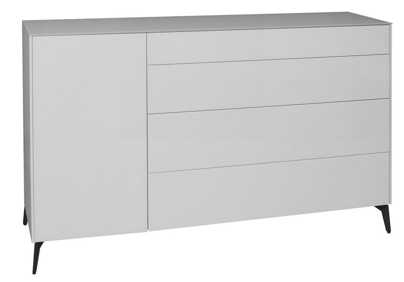 58 aufm Kessel Kommode Hochglanz Elfi moderne Schubkastenkommode Kreidegrau/Glas Kreidegrau (inkl. Premiumversand, 1 St), Design Kommode mit Schubladen Schubkästen mit Glas und Push to Open von 58 aufm Kessel