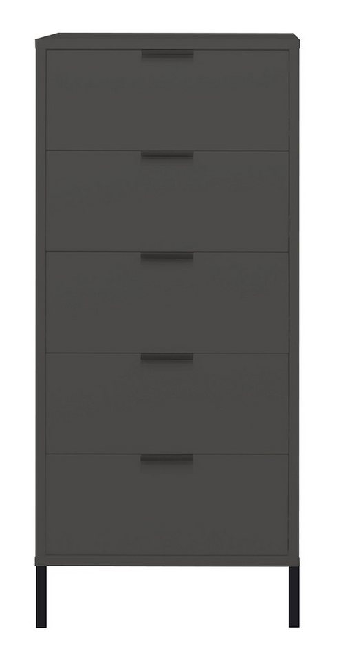 58 aufm Kessel Kommode mit Schubladen Erna 51x45x123 Schubladenkommode Anthrazit matt Lack (inkl. Versand, 1 St), Graue Kommode modernes Design Schubkästen mit Softclose Metallgriffe von 58 aufm Kessel