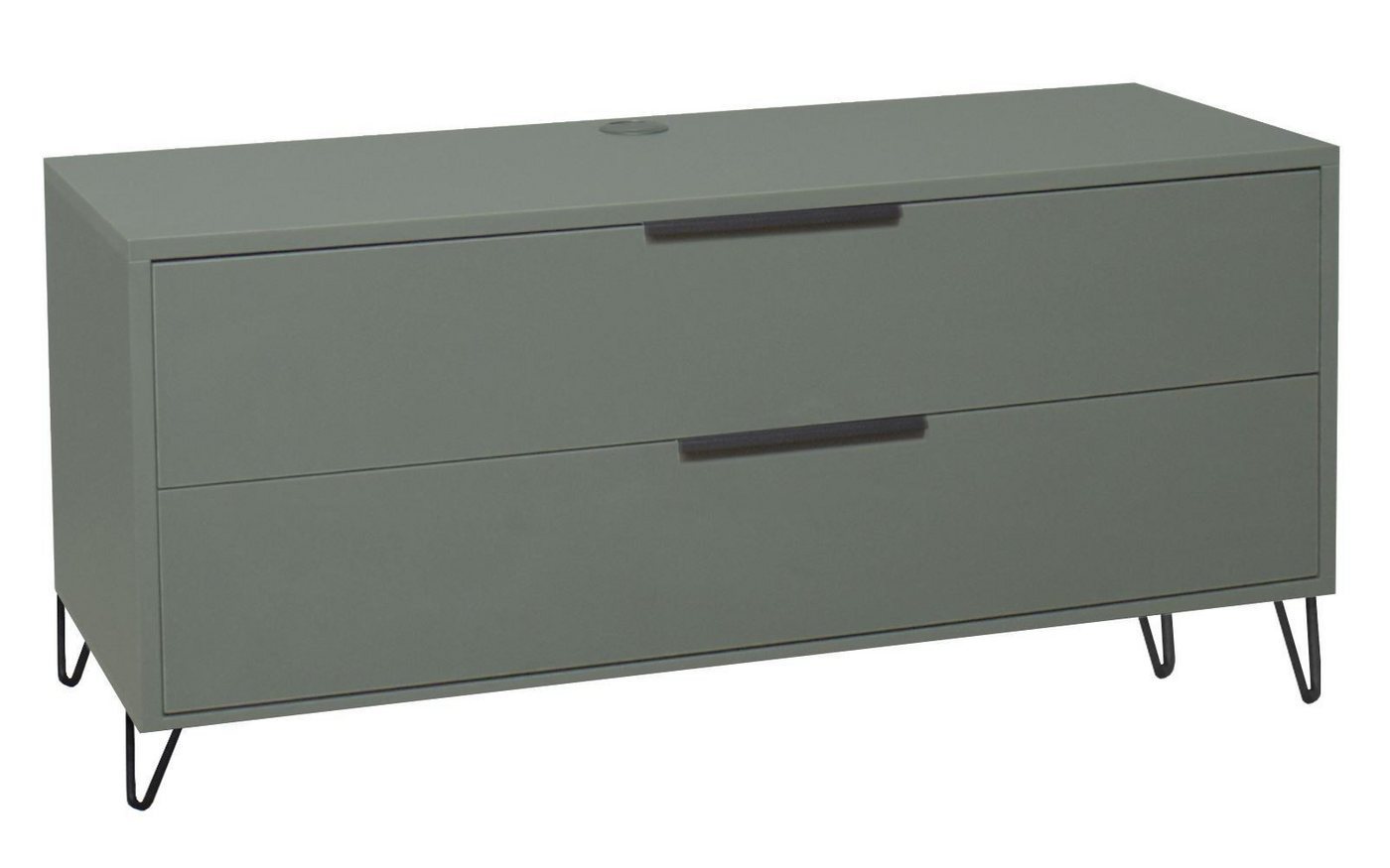 58 aufm Kessel Lowboard hängend Erna 119x45x62 Fernsehtisch TV-Schrank Pinie Green matt Lack (inkl. Premiumversand, 1 St), Wohnzimmerschrank zum Hängen oder Stellen Türen mit Softclose von 58 aufm Kessel