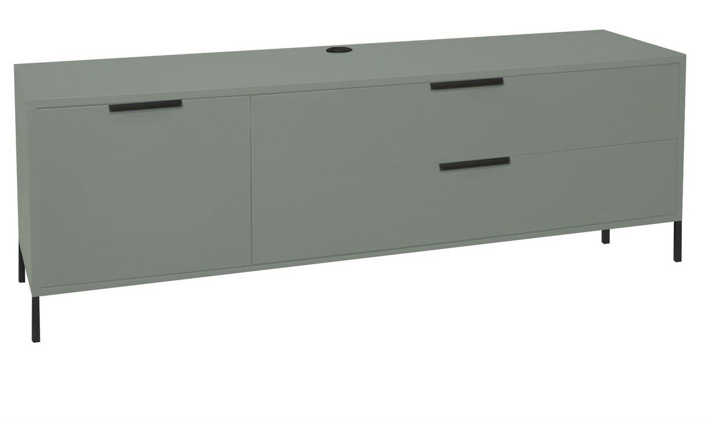 58 aufm Kessel Lowboard hängend Erna 168x45x62 Fernsehtisch TV-Schrank Pinie Green matt Lack (inkl. Premiumversand, 1 St), Wohnzimmerschrank zum Hängen oder Stellen Türen mit Softclose von 58 aufm Kessel