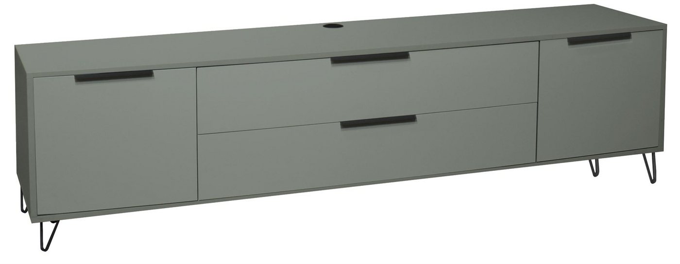 58 aufm Kessel Lowboard hängend Erna 216x45x62 Fernsehtisch TV-Schrank Pinie Green matt Lack (inkl. Premiumversand, 1 St), Wohnzimmerschrank zum Hängen oder Stellen Türen mit Softclose von 58 aufm Kessel