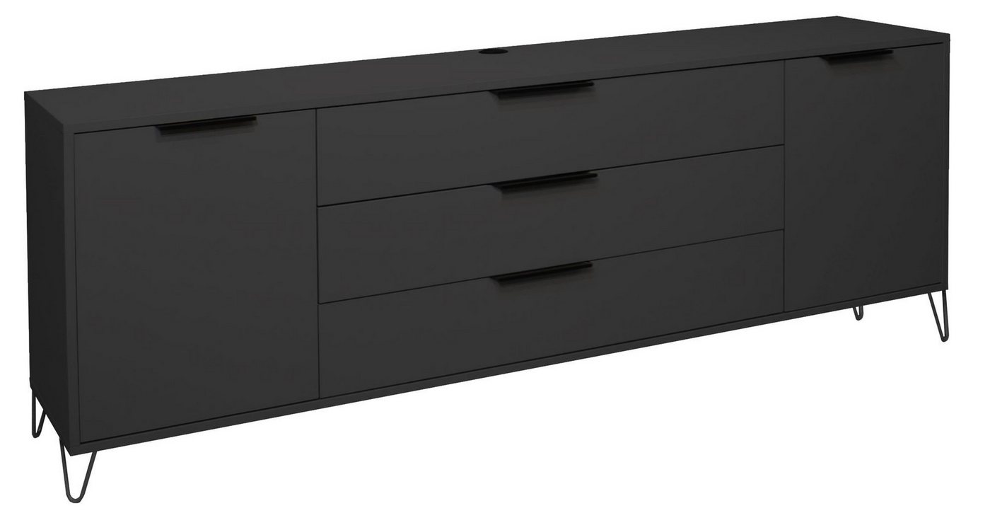 58 aufm Kessel Lowboard hängend Erna 216x45x82 Fernsehtisch TV-Schrank Anthrazit matt Lack (inkl. Premiumversand, 1 St), Wohnzimmerschrank zum Hängen oder Stellen Türen mit Softclose von 58 aufm Kessel