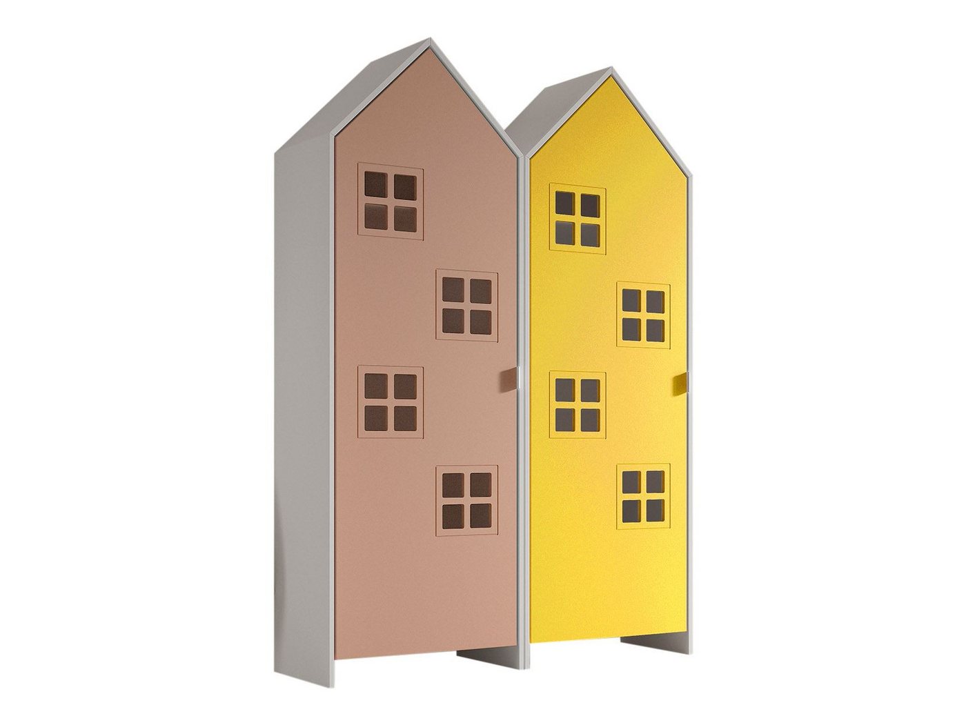 58 aufm Kessel Mehrzweckschrank-Set Regalschrank Set Kania 115x37x171 Regal Kombination MDF Weiß /Bunt, (inkl. Versand, Lieferung bis Verwendungsstelle), Set bestehend aus 2 Schränken mit 1 Tür, 3 Einlegeböden, Kleiderstange von 58 aufm Kessel