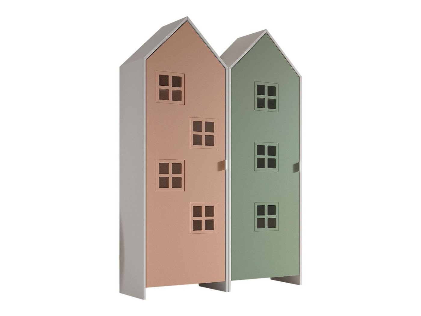 58 aufm Kessel Mehrzweckschrank-Set Regalschrank Set Kania 115x37x171 Regal Kombination MDF Weiß /Bunt, (inkl. Versand, Lieferung bis Verwendungsstelle), Set bestehend aus 2 Schränken mit 1 Tür, 3 Einlegeböden, Kleiderstange von 58 aufm Kessel