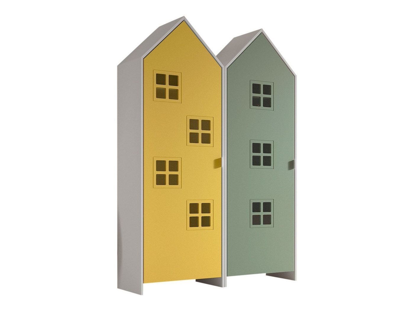 58 aufm Kessel Mehrzweckschrank-Set Regalschrank Set Kania 115x37x171 Regal Kombination MDF Weiß /Bunt, (inkl. Versand, Lieferung bis Verwendungsstelle), Set bestehend aus 2 Schränken mit 1 Tür, 3 Einlegeböden, Kleiderstange von 58 aufm Kessel