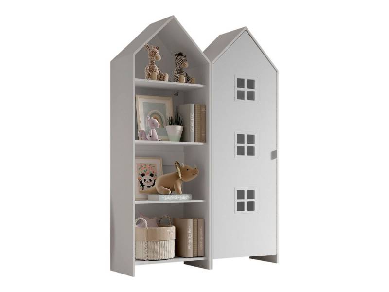 58 aufm Kessel Mehrzweckschrank-Set Regalschrank Set Kania 115x37x171 Regal Kombination MDF Weiß /Weiß, (inkl. Versand, Lieferung bis Verwendungsstelle), 1 Regalschrank und 1 Schrank mit 1 Tür, 3 Einlegeböden, Kleiderstange von 58 aufm Kessel