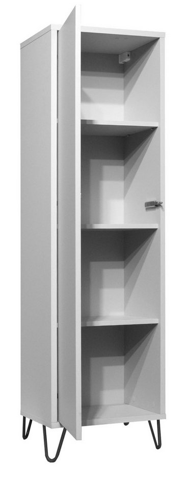 58 aufm Kessel Mehrzweckschrank mit Tür Erna 41x32x147 Wohnzimmer Wandschrank Kreidegrau matt Lack (inkl. Versand, 1-St) Modern senkrecht oder waagerecht montierbar Türen mit Softclose von 58 aufm Kessel