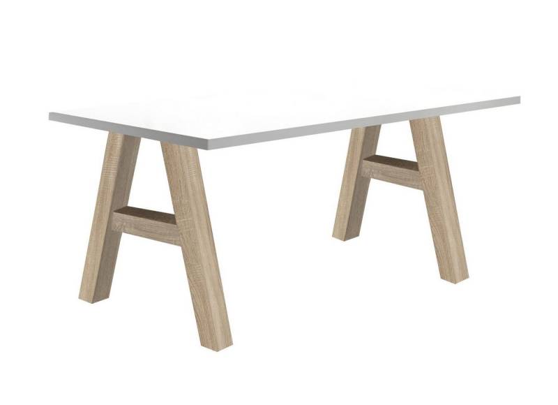 58 aufm Kessel Schreibtisch Edi 7 160 x 70 x 75 Schreibtisch eiche sägerau/weiß matt lack 13641 (Einzeltisch) von 58 aufm Kessel