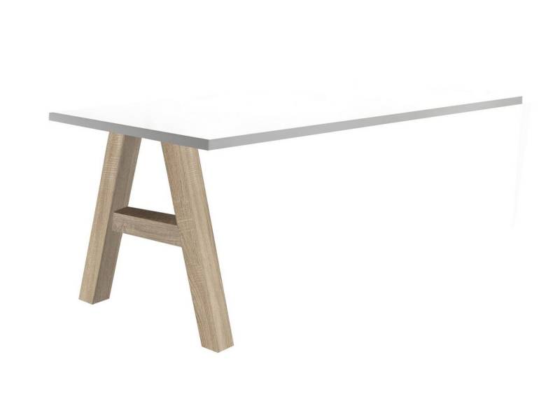 58 aufm Kessel Schreibtisch Edin 7 160 x 70 x 75 Schreibtisch eiche sägerau/weiß matt lack 13719 (Einzeltisch) von 58 aufm Kessel