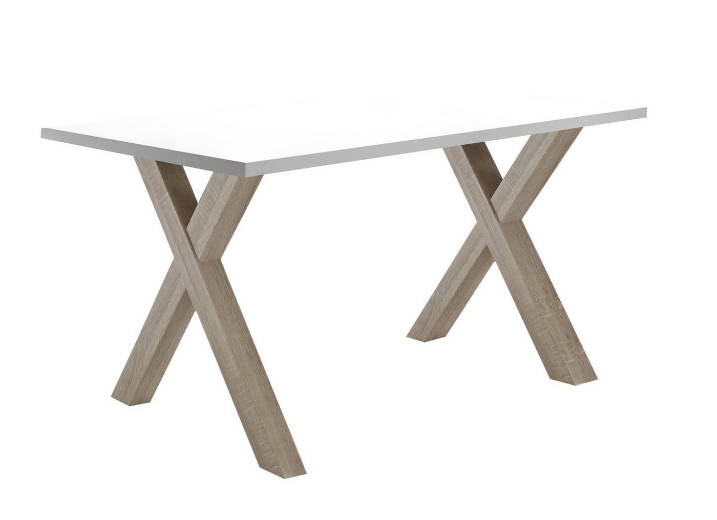 58 aufm Kessel Schreibtisch Edie 4 140 x 70 x 75 Bürotisch eiche sägerau/weiß matt lack 13667 (Einzeltisch) von 58 aufm Kessel