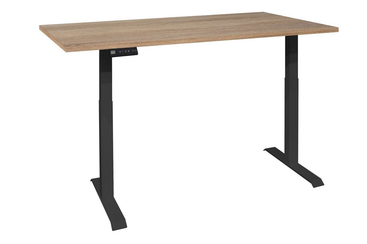 58 aufm Kessel Schreibtisch höhenverstellbar elektrisch Editha 120x70 schwarz/eiche sägerau (Einzeltisch,inkl. Versand) von 58 aufm Kessel
