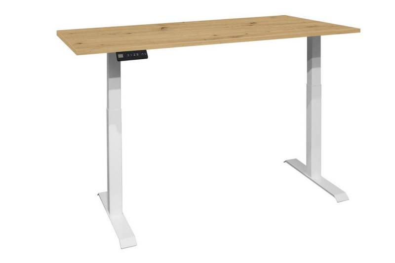 58 aufm Kessel Schreibtisch höhenverstellbar elektrisch Edithe 120x70 weiß/asteiche 14235-12070 (Einzeltisch,inkl. Versand) von 58 aufm Kessel