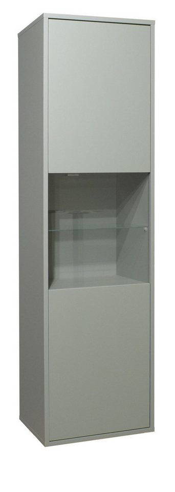 58 aufm Kessel Vitrine Wohnzimmer Erna 51x45x182 Vitrinenschrank Pinie Green matt Lack (inkl. Premiumversand, 1-St) Tür mit Glaseinsatz zum Präsentieren und Verstauen Türen mit Softclose von 58 aufm Kessel