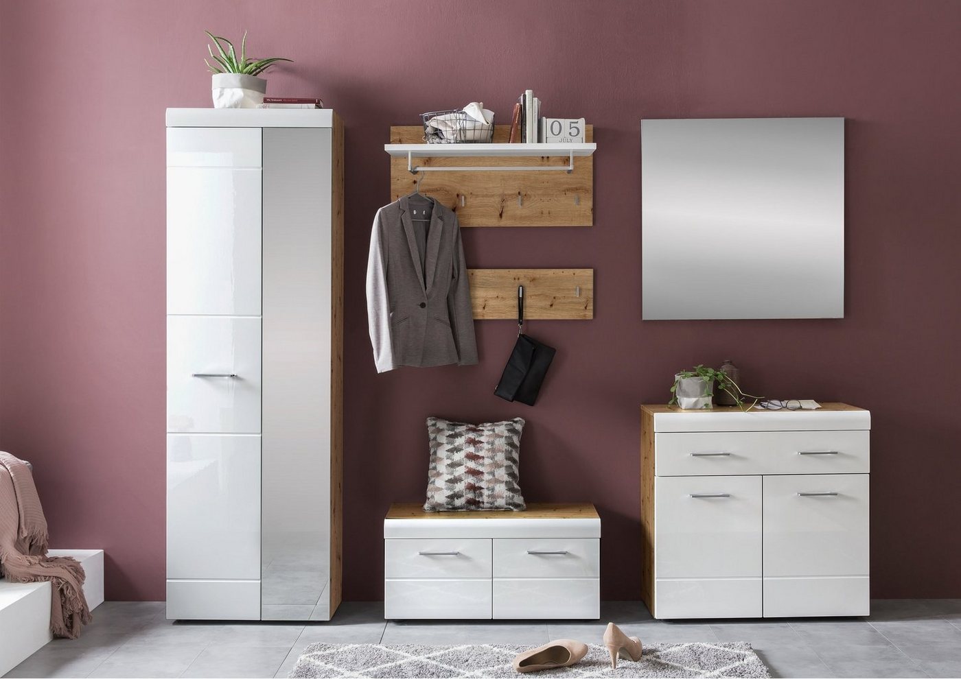 58 aufm Kessel Wickelkommode Garderobenset Jael 250x193x34 Garderobe komplett (5-tlg) Artisan von 58 aufm Kessel