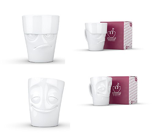 FIFTYEIGHT 58 Products TV Tassen - 2er Set - Henkelbecher Henkeltasse " VERGNÜGT / GRUMMELIG " je ca. 350ml … von FIFTYEIGHT PRODUCTS