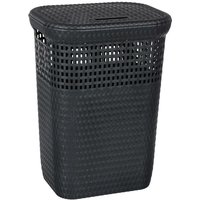 Plastik wäschekorb 60l rattan grau - Schwarz - 5five von 5FIVE