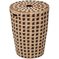 Wäschekorb aus Bambus, 60 l, mit schwarzem Muster von 5FIVE