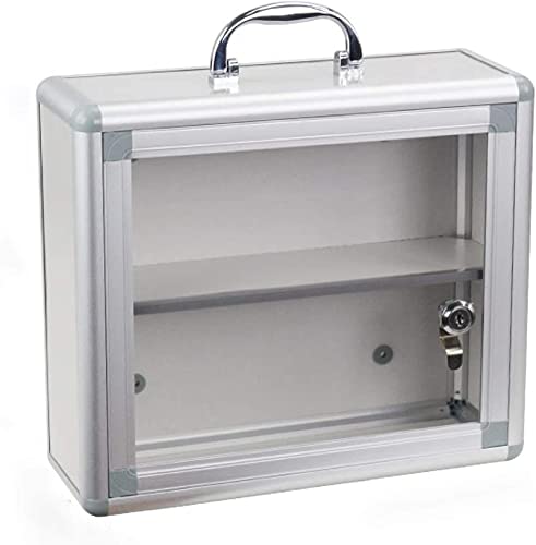 5JJJLOOOPP Tragbare Medizinbox zur Wandmontage, mehrschichtiger Notfallschrank, kann mit zwei Schlüsselschlössern ausgestattet werden, Aluminiumlegierungsmaterial, S von 5JJJLOOOPP