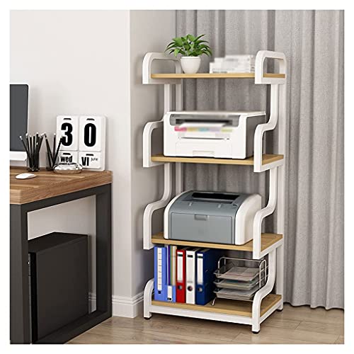 Druckerständer 4 Etagen Bodenständer Druckerständer Mobiler Faxgerät Scanner Rack Metallrahmen Regal für Büro Wohnzimmer Papier SHR (Beige) von 5JJJLOOOPP