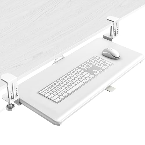 5Rcom Tastaturablage, Unter dem Schreibtisch zubehör Geeignet für Tischstärken 8-50 mm, Standfest Keyboard ständer 670x300 mm, weiß von 5Rcom
