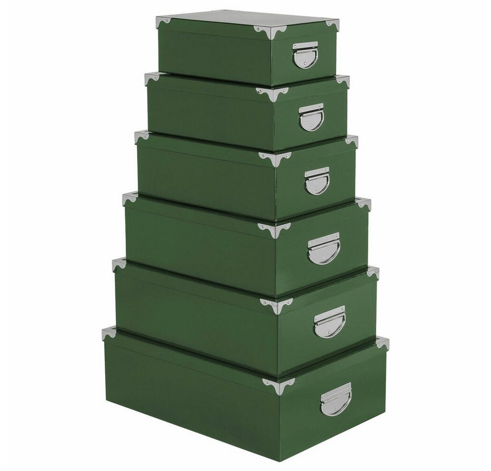 5five Simply Smart Aufbewahrungsbox Boxset Plain Green 6-tlg. (Set, 6 St), stoßfeste Metall-Ecken von 5five Simply Smart