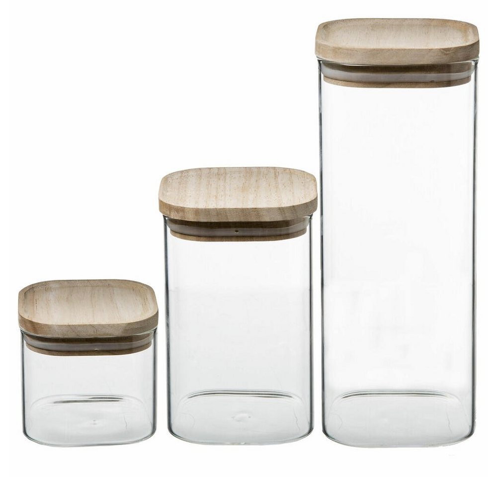 5five Simply Smart Vorratsglas Vorratsglas-Set 3-tlg., Borosilikatglas, Gummibaumholz, Silikon, (Set, 3-tlg), luftdicht verschließbar von 5five Simply Smart