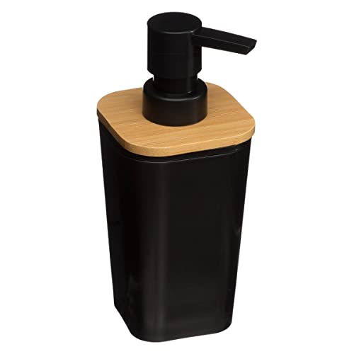 Seifenspender 200ml naturéo schwarz - Seifenspender, schwarz, Polystyrol und Bambus, Maße 7,6x7,3x17,5 cm - 5 five simply smart von 5 five simply smart