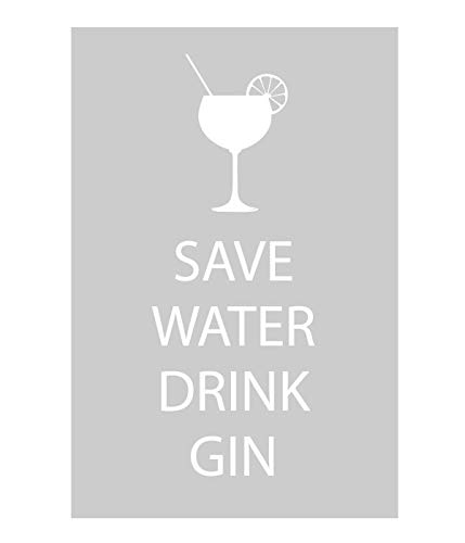 Geschirrtuch "Save Water Drink Gin", Grau von 60 Second Makeover Limited