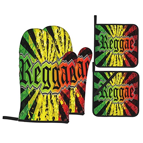 4 Stück Ofenhandschuhe Set Rastafarian Reggae Rasta Style Camo Camouflage Ofen Mitts Waschbar Topfhandschuhe Lustig Grillhandschuh Für Die Küche, Zum Grillen, Backen von 600